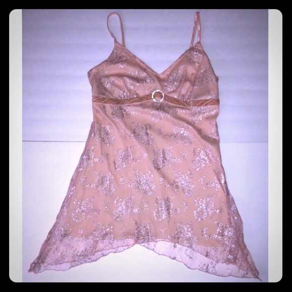 Charlotte Russe Tops - Dressy Lace Spaghetti Strap Pink Top